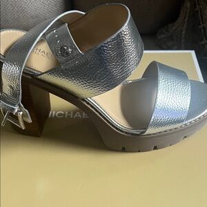 Michael Kors Metallic Silver Platform Sandals